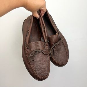 Hammacher Schlemmer Brown Leather Loafers Soft Men’s Shoes Size 10